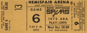 1975 ABA San Antonio Spurs Basketball Ticket Art